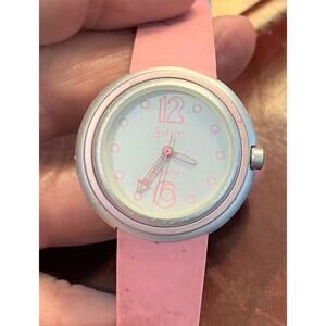 Women's Sutton Watch, Pink Poly Band, Pink and Silver Tone Case